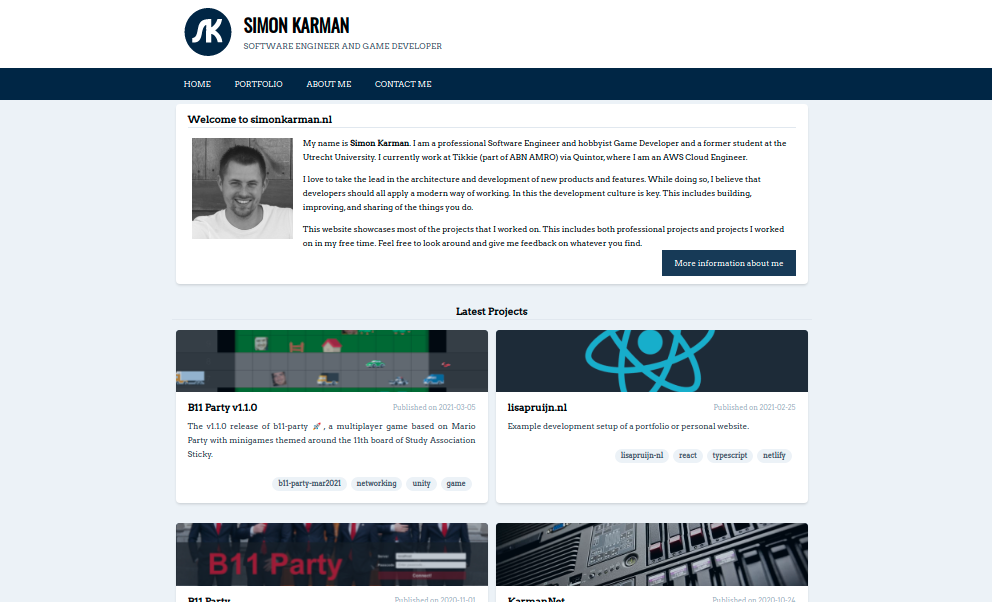 A rebuild of my portfolio website using VueJS, Nuxt, TailwindCSS, and Contentful.